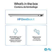 Portable PC 14 po OmniBook X Gen AI de HP - Argenté glacier (Snapdragon X Plus/RAM 16 Go/SSD 1 To/Windows 11 Famille)