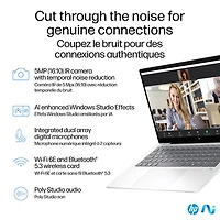 Portable PC 14 po OmniBook X Gen AI de HP - Argenté glacier (Snapdragon X Plus/RAM 16 Go/SSD 1 To/Windows 11 Famille)