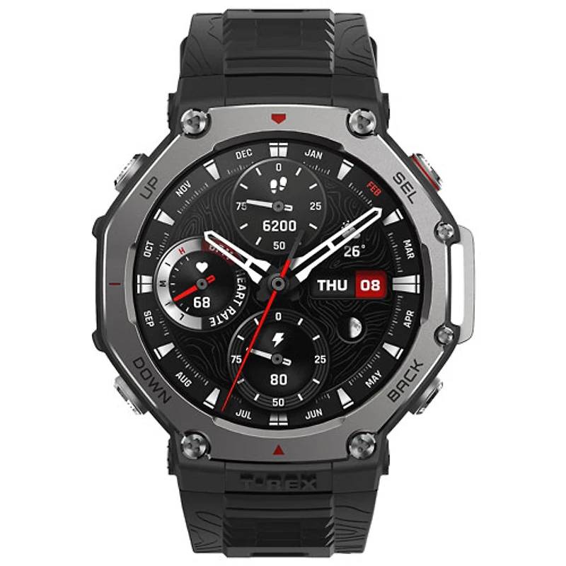 Montre intelligente d'extérieur Bluetooth de 48 mm T-Rex 3 d'Amazfit - Onyx