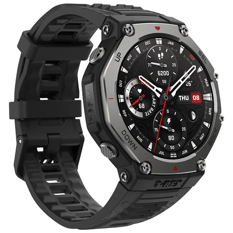 Montre intelligente d'extérieur Bluetooth de 48 mm T-Rex 3 d'Amazfit - Onyx
