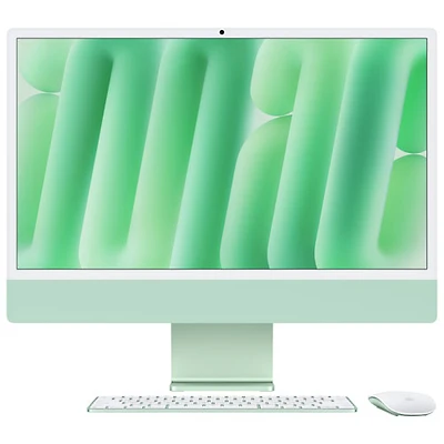 iMac de 24 po d'Apple (automne 2024) - Vert (puce M4 d'Apple/processeur graphique 8 coeurs/RAM 16 Go/SSD 256 Go) - Français