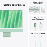 iMac de 24 po d'Apple (automne 2024) - Vert (puce M4 d'Apple/processeur graphique 8 coeurs/RAM 16 Go/SSD 256 Go) - Anglais