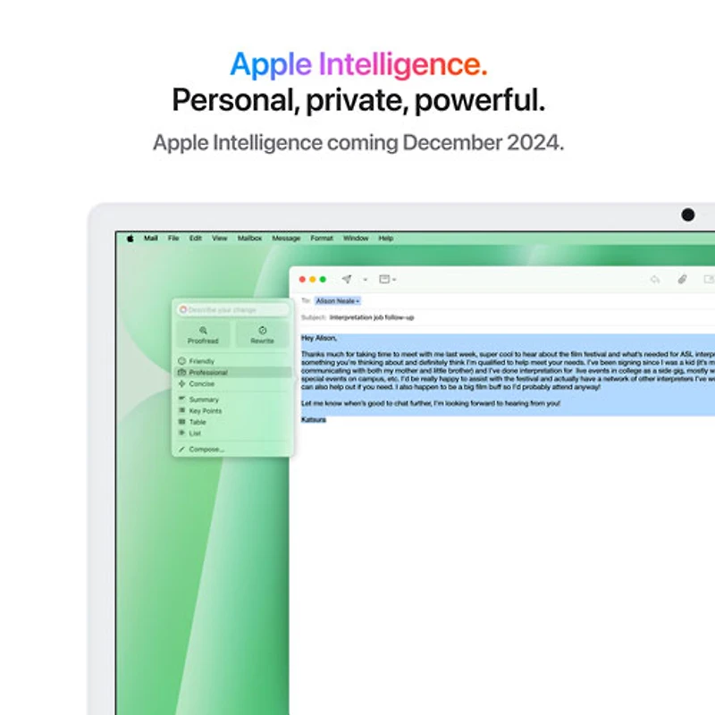 iMac de 24 po d'Apple (automne 2024) - Vert (puce M4 d'Apple/processeur graphique 8 coeurs/RAM 16 Go/SSD 256 Go) - Anglais