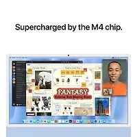 iMac de 24 po d'Apple (automne 2024) - Bleu (puce M4 d'Apple/processeur graphique 10 coeurs/RAM 16 Go/SSD 256 Go) - Anglais