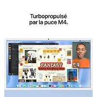 iMac de 24 po d'Apple (automne 2024) - Bleu (puce M4 d'Apple/processeur graphique 10 coeurs/RAM 16 Go/SSD 256 Go) - Anglais
