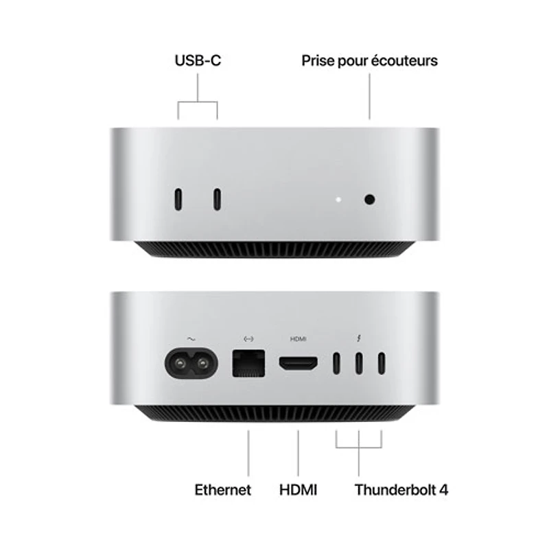Ordinateur Mac mini de 256 Go d'Apple (MU9D3VC/A) avec puce M4 d'Apple à processeur central 10 coeurs/processeur graphique 10 coeurs/RAM 16 Go