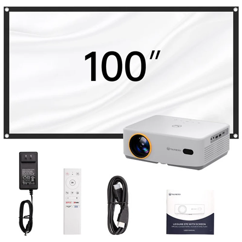 Vankyo Leisure 570B 1080p HD LED WebOS Home Theatre Mini Projector with 100" Screen (LS570B)