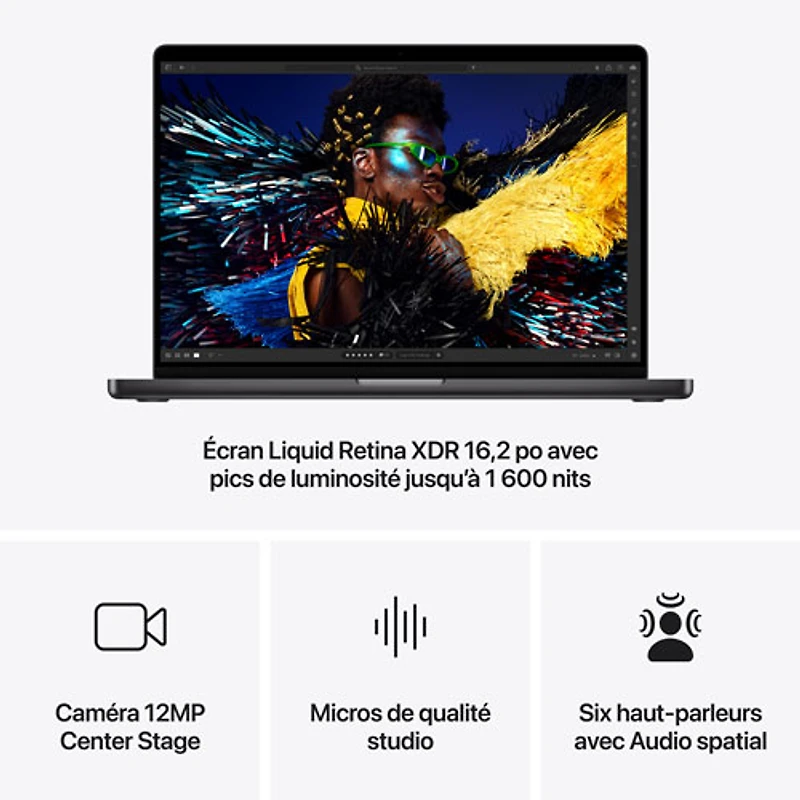 MacBook Pro de 16,2 po d'Apple (automne 2024) - Noir infini (M4 Max d'Apple/RAM 48 Go/SSD 1 To) - Français