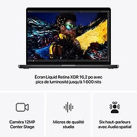MacBook Pro de 16,2 po d'Apple (automne 2024) - Noir infini (M4 Max d'Apple/RAM 36 Go/SSD 1 To) - Français