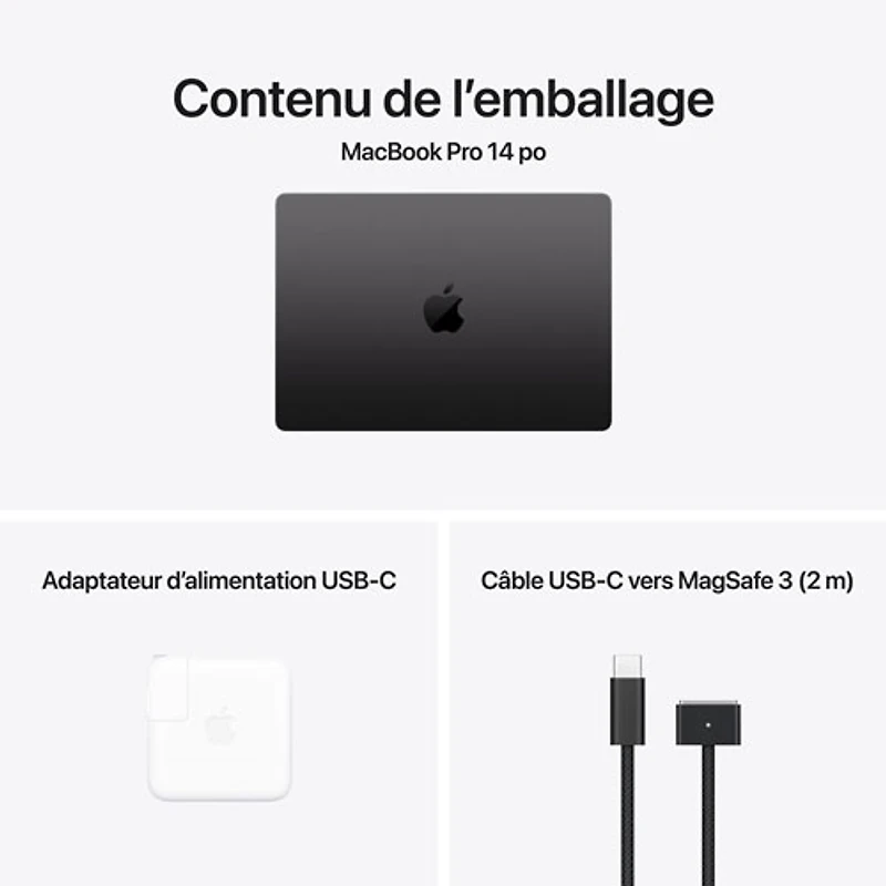 MacBook Pro de 14,2 po d'Apple (automne 2024) - Noir infini (M4 Pro d'Apple/RAM 24 Go/SSD 512 Go) - Anglais