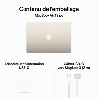 MacBook Air de 15,3 po avec Touch ID d'Apple (automne 2024) - Comète (M3 d'Apple/RAM Go/SSD Go