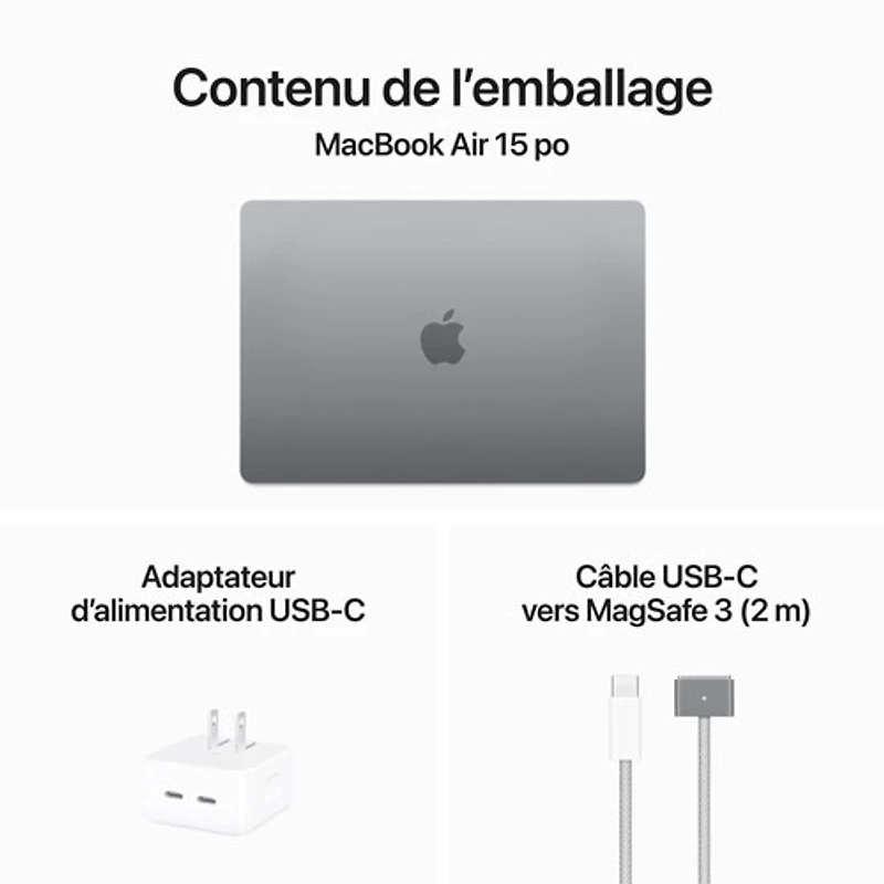 MacBook Air de 15,3 po avec Touch ID d'Apple (automne 2024) - Gris cosmique (M3 d'Apple/RAM 24 Go/SSD 512 Go) - Anglais