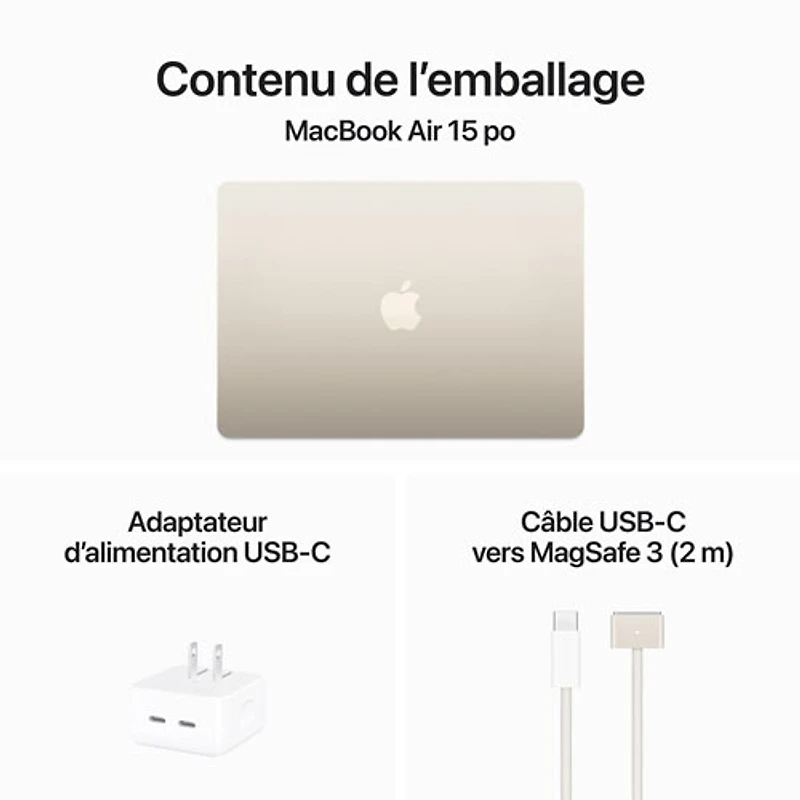 Apple MacBook Air 15.3" w/ Touch ID (Fall 2024) - Starlight (Apple M3 / 24GB RAM / 512GB SSD
