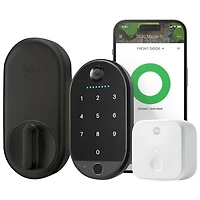 Serrure intelligente Wi-Fi à clé et écran tactile avec pavé biométrique Approach Lock de Yale - Noir