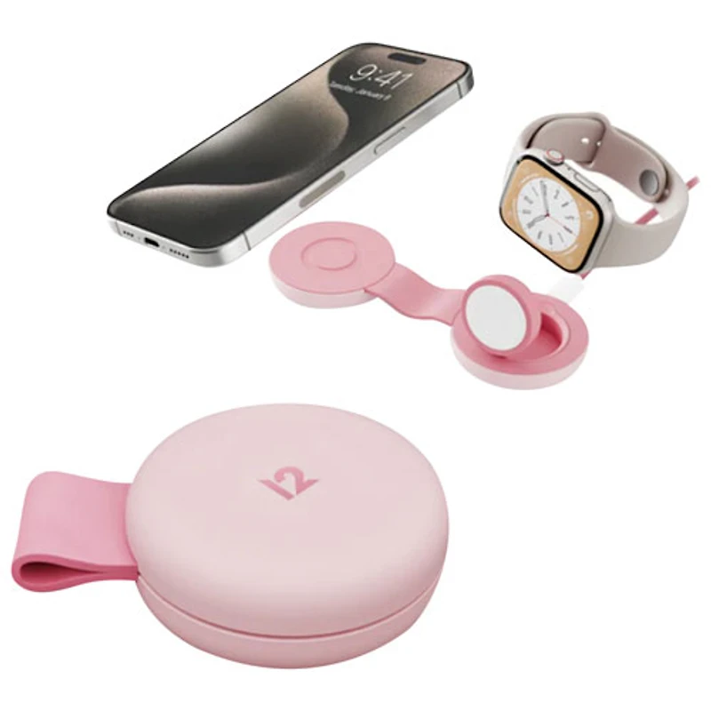 Chargeur sans fil 2-en-1 Butterfly SE Qi2 de Twelve South avec MagSafe - Rose