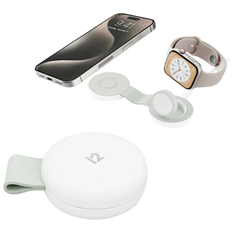 Chargeur sans fil 2-en-1 Butterfly SE Qi2 de Twelve South avec MagSafe - Blanc