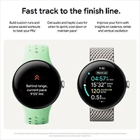 Koodo Google Pixel Watch 3 45mm LTE Polished Silver Aluminum Case with Porcelain Active Band - Monthly Tab Payment