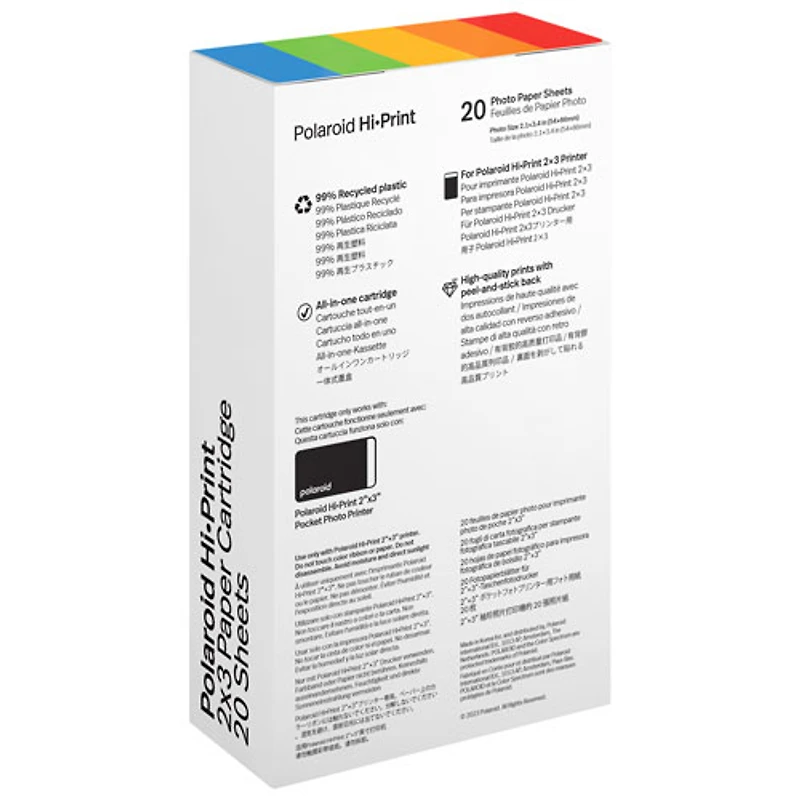 Papier photo avec cartouches de Polaroid pour imprimante Hi-Print 2e génération - 20 feuilles