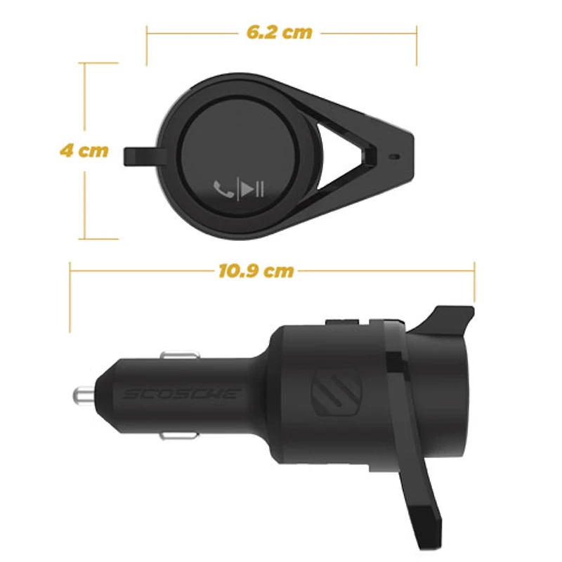 Trousse mains libres pour l'auto BTFreq de Scosche avec émetteur FM Bluetooth/Power Delivery (BTFMPD3SR-SP)