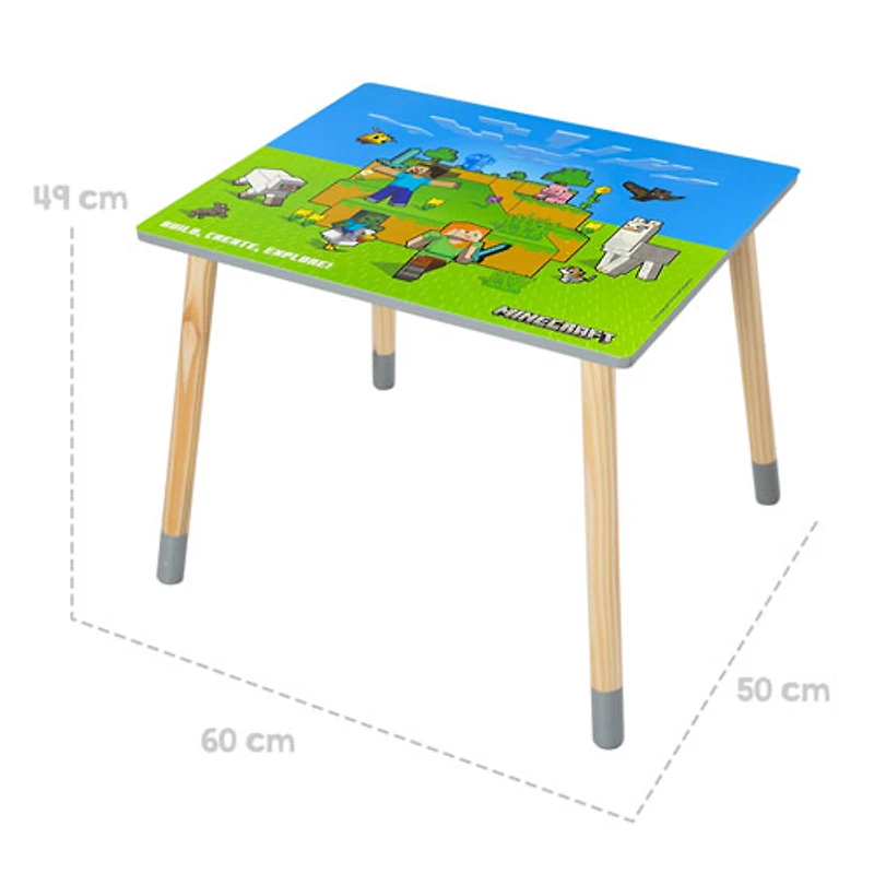 Ensemble 3 pièces avec table et chaises pour enfants Minecraft - Vert/Bleu