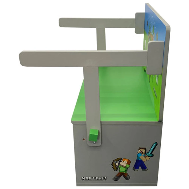 Banc/table repliable Minecraft avec boîtes de rangement - Vert/Bleu/Gris