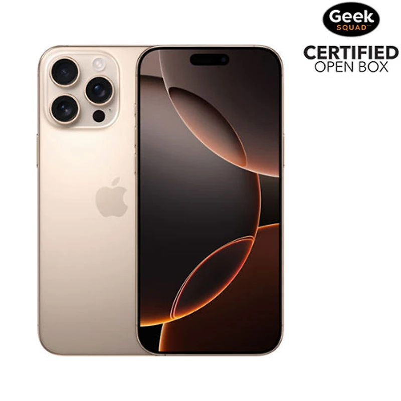 Boîte ouverte - iPhone 16 Pro Max de 1 To d'Apple - Titane sable - Déverrouillé