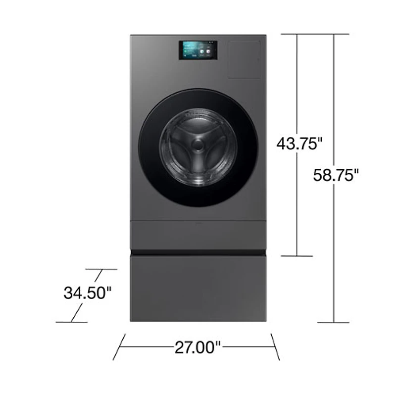 Samsung BESPOKE AI 27” Laundry Combo Storage Pedestal (WE702NZ/US) - Dark Steel