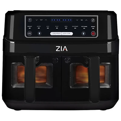 ZIA 8-in-1 SmartCrisp Dual Basket Air Fryer - 9L/9QT - Black