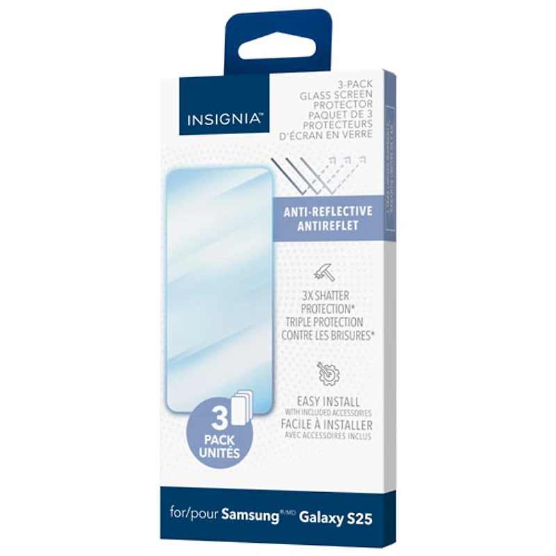 Insignia Anti-Reflective Glass Screen Protector for Galaxy S25 - 3 Pack - Only at Best Buy