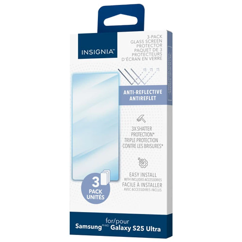 Insignia Anti-Reflective Glass Screen Protector for Galaxy S25 Ultra - 3 Pack - Only at Best Buy