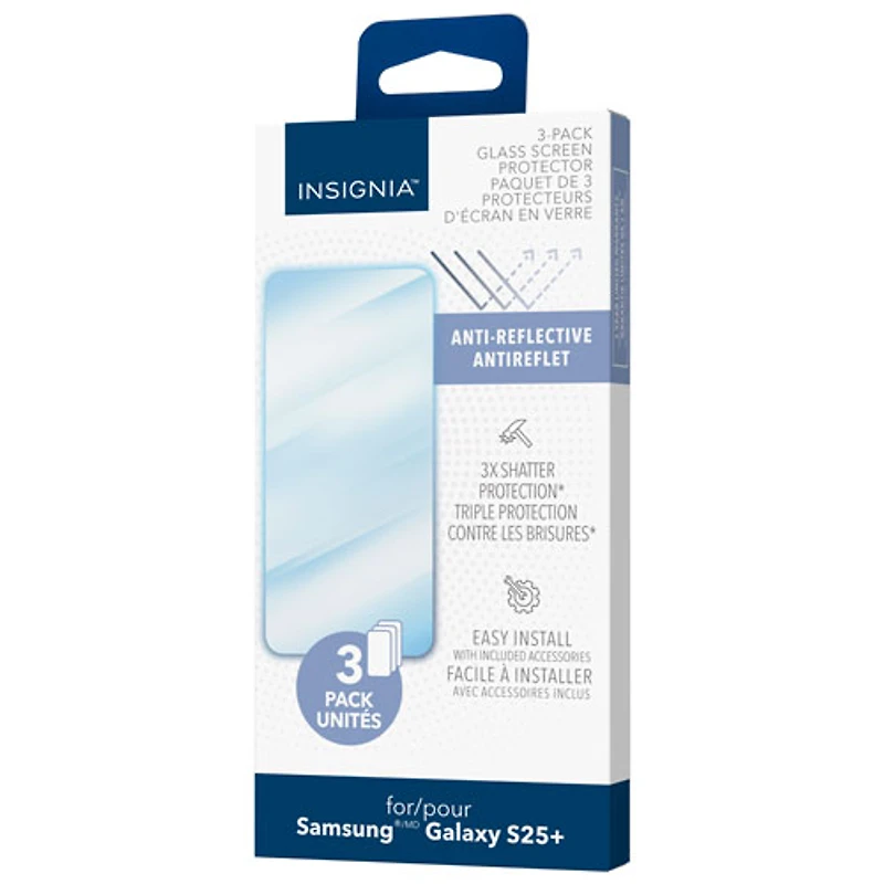 Insignia Anti-Reflective Glass Screen Protector for Galaxy S25+ (Plus) - 3 Pack - Only at Best Buy