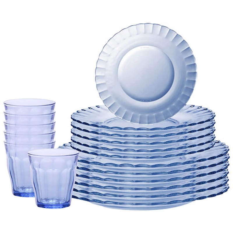Duralex Le Picardie 18-Piece Tempered Glass Dinnerware Set - Marine