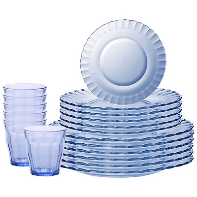 Duralex Le Picardie 18-Piece Tempered Glass Dinnerware Set - Marine