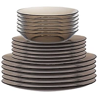 Duralex Lys 18-Piece Tempered Glass Dinnerware Set - Sepia