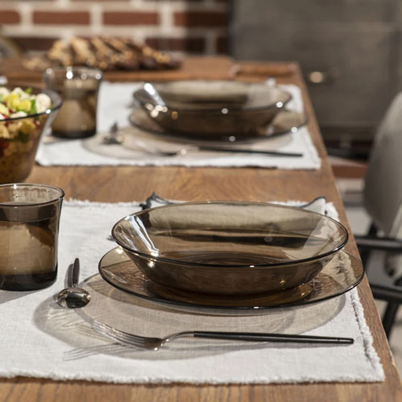 Service de vaisselle en verre trempé 18 pièces Lys de Duralex - Sépia