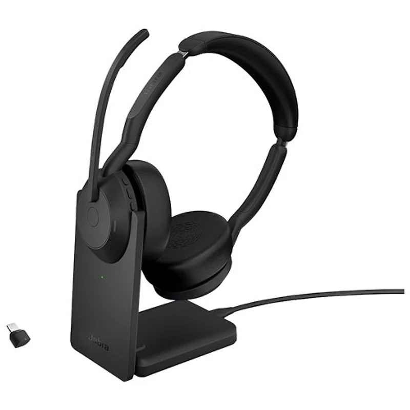 Jabra Evolve2 55 Wireless Headset with Microphone & Desk Stand - Black