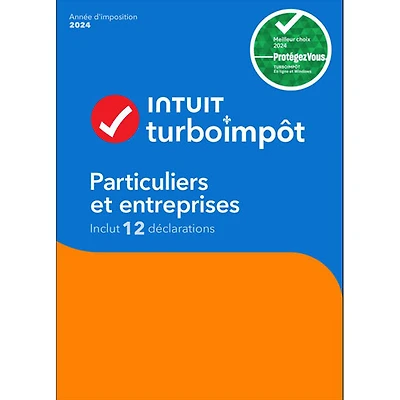 TurboImpôt Particuliers et entreprises 2024 (PC) - 3 utilisateurs - 12 déclarations - Français - Téléchargement numérique