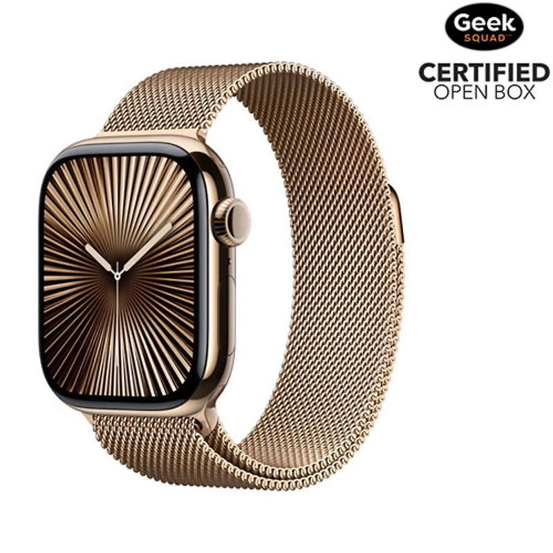 Open Box - Apple Watch Series 10 (GPS + Cellular) 42mm Gold Titanium Case w/Gold Milanese Loop - Medium/Large