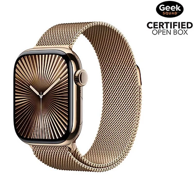 Open Box - Apple Watch Series 10 (GPS + Cellular) 42mm Gold Titanium Case w/Gold Milanese Loop - Medium/Large