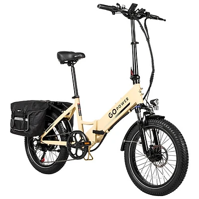 GoPowerBike GoPlus Step-Through Fat-Tire Electric Cruiser Bike (500W Motor/80km Range/32 km/h Top Speed)- Sand