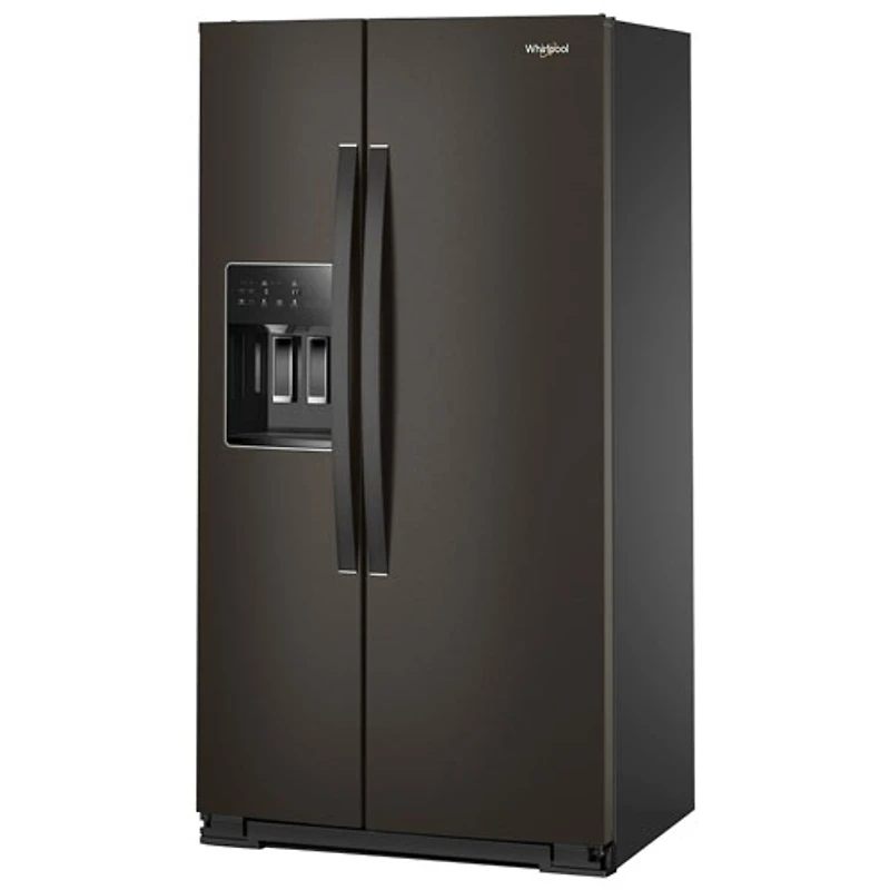 Réfrigérateur à congélateur juxtaposé à profondeur de comptoir 36 po 20,85 pi³ avec distributeur d'eau et de glace Whirlpool (WRSC5536RV) - Inox noir