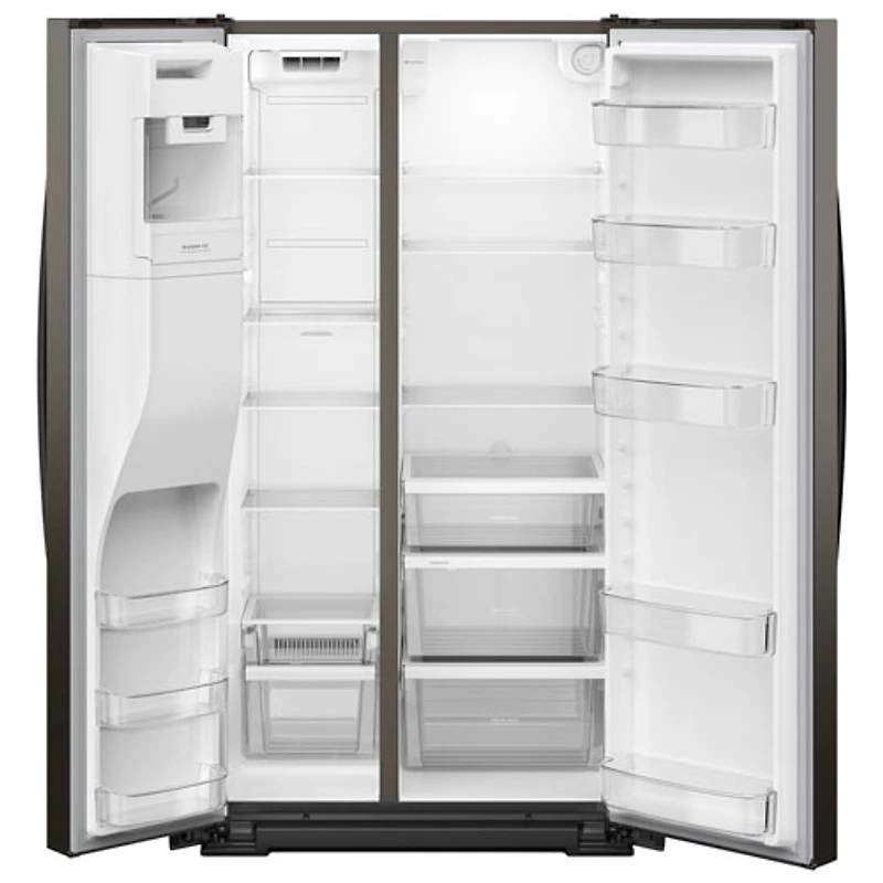 Réfrigérateur à congélateur juxtaposé à profondeur de comptoir 36 po 20,85 pi³ avec distributeur d'eau et de glace Whirlpool (WRSC5536RV) - Inox noir