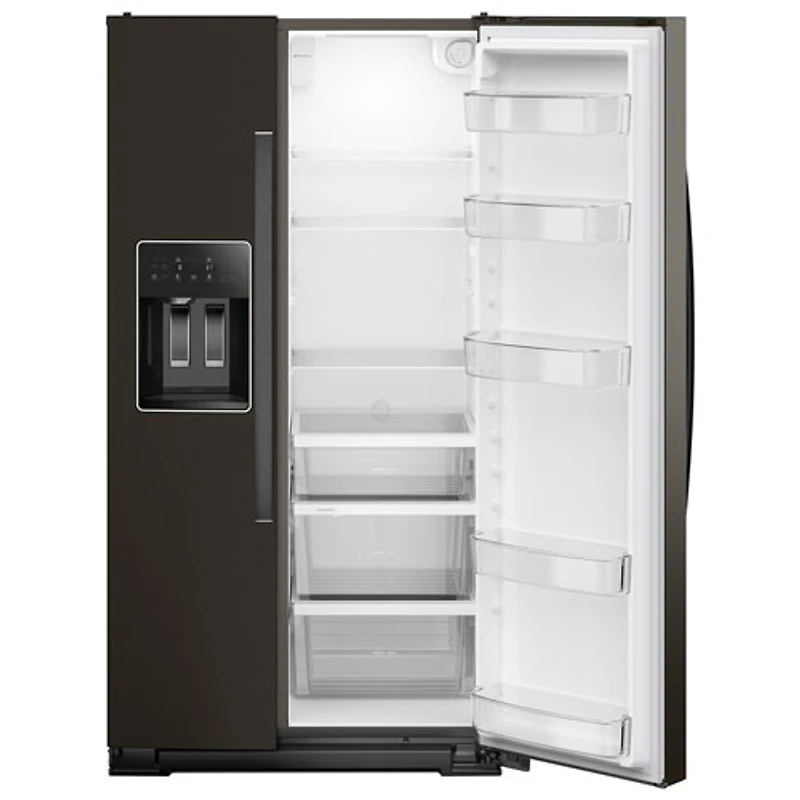 Réfrigérateur à congélateur juxtaposé à profondeur de comptoir 36 po 20,85 pi³ avec distributeur d'eau et de glace Whirlpool (WRSC5536RV) - Inox noir