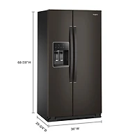 Réfrigérateur à congélateur juxtaposé à profondeur de comptoir 36 po 20,85 pi³ avec distributeur d'eau et de glace Whirlpool (WRSC5536RV) - Inox noir