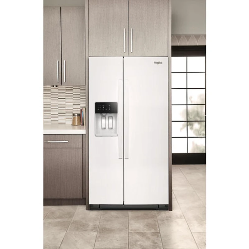 Whirlpool 36" 20.85 Cu. Ft. Counter Depth Side-By-Side Refrigerator w/Water & Ice Dispenser (WRSC5536RW) - White