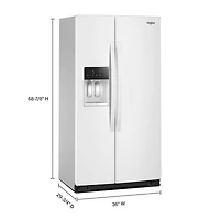 Whirlpool 36" 20.85 Cu. Ft. Counter Depth Side-By-Side Refrigerator w/Water & Ice Dispenser (WRSC5536RW) - White
