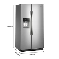Whirlpool 36" 28.7 Cu. Ft. Side-By-Side Refrigerator with Water & Ice Dispenser (WRSF5536RZ) - Fingerprint Resistant Stainless Steel
