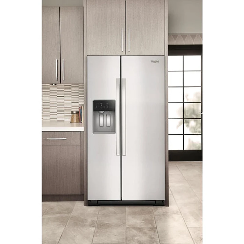 Whirlpool 36" 20.85 Cu Ft Counter Depth Side-By-Side Refrigerator w/Water & Ice Dispenser (WRSC5536RZ)- Fingerprint Resistant SS