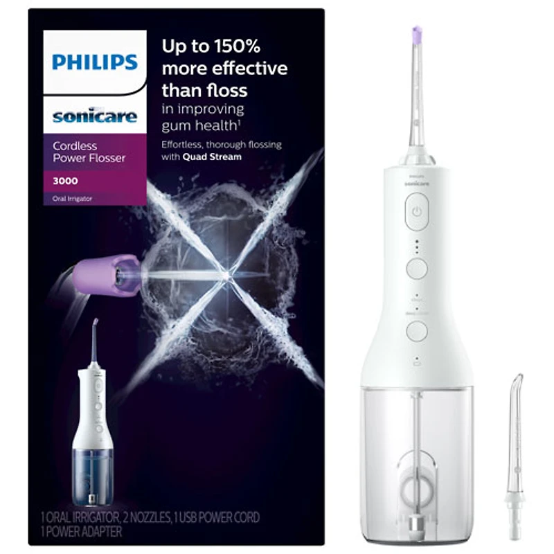 Hydropulseur électrique sans fil SoniCare 3000 Power de Philips (HX3826/21) - Blanc