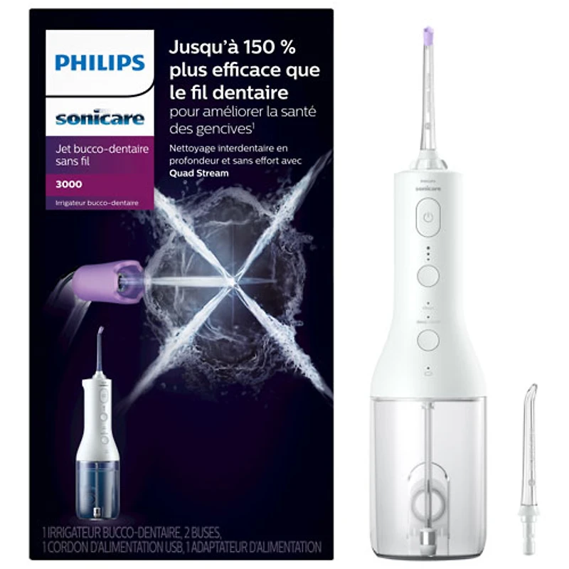 Hydropulseur électrique sans fil SoniCare 3000 Power de Philips (HX3826/21) - Blanc